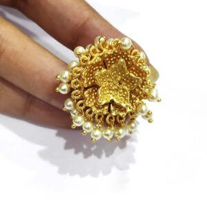 Goldplated Mogra Earrings with Dancing Pearl drops in Hands
