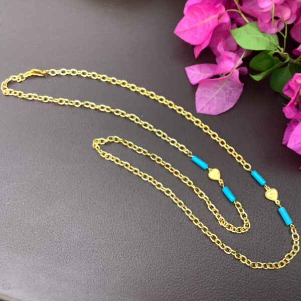 30 Inch 22K Gold-Plated Handcrafted Mask Chain with Turquoise as Necklace4