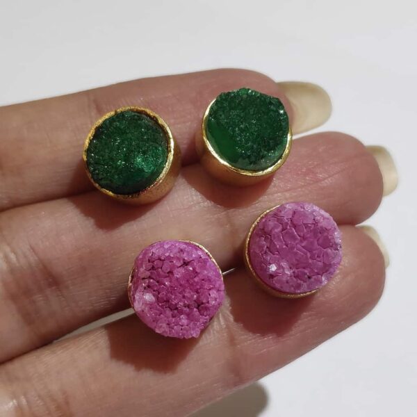 Sugar Crush Daily Fashion Stud Earrings (Set of 2) Green Pink