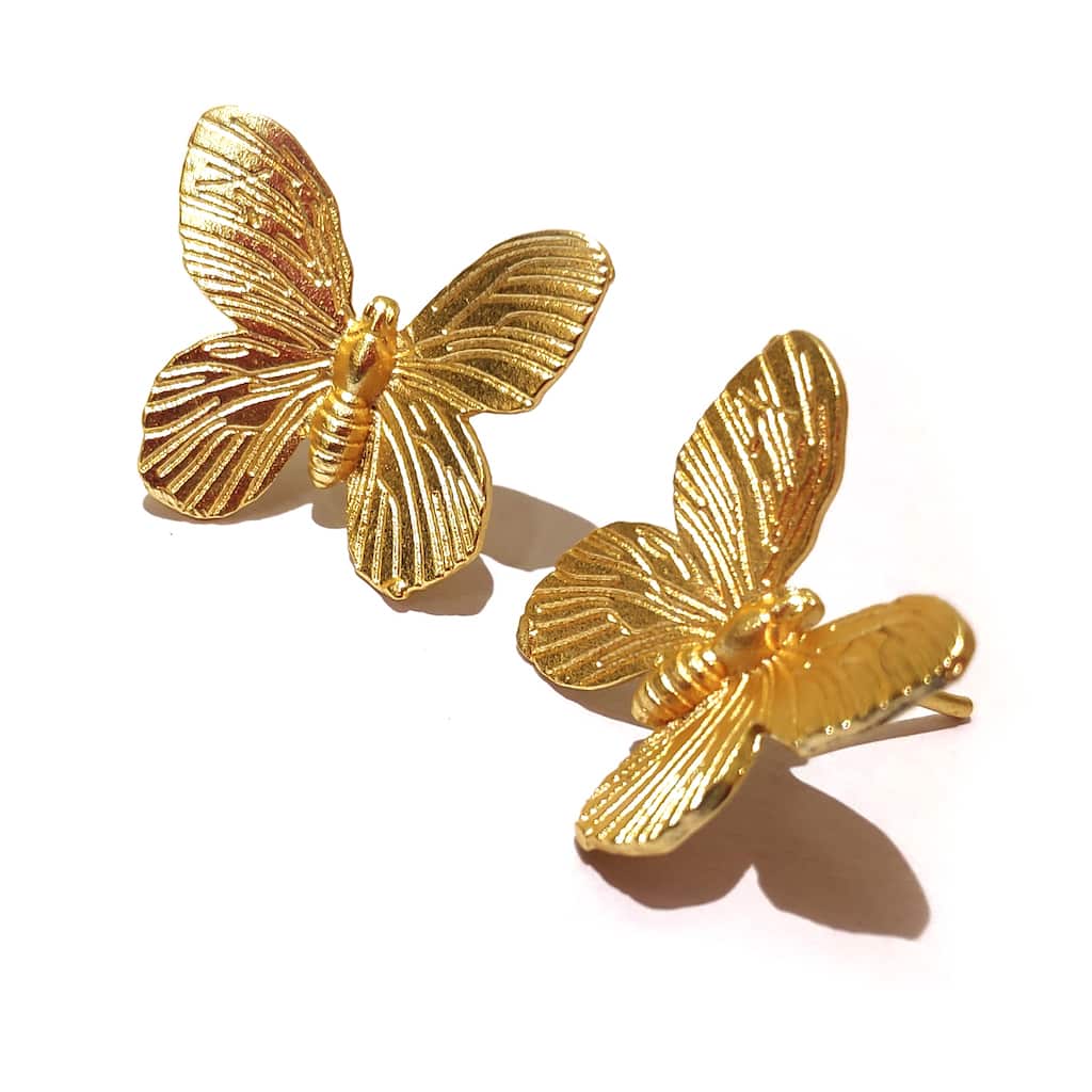 OOMPH Matte Gold Large Red Enamel Butterfly Ear Stud Earrings Buy OOMPH  Matte Gold Large Red Enamel Butterfly Ear Stud Earrings Online at Best  Price in India  Nykaa