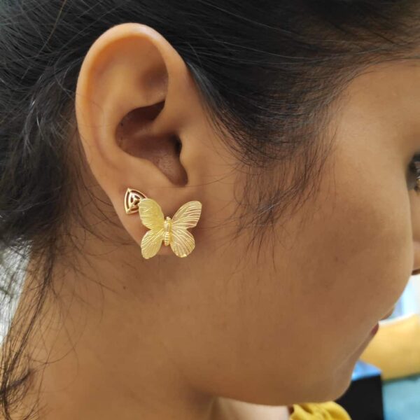 Gold plated Butterfly Stud earrings - Image 4