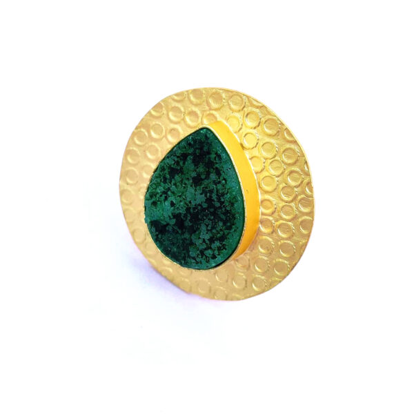 Pear Drop Ring Textured Gold plated Fashion Ring