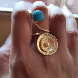 sleek Golden and blue ring
