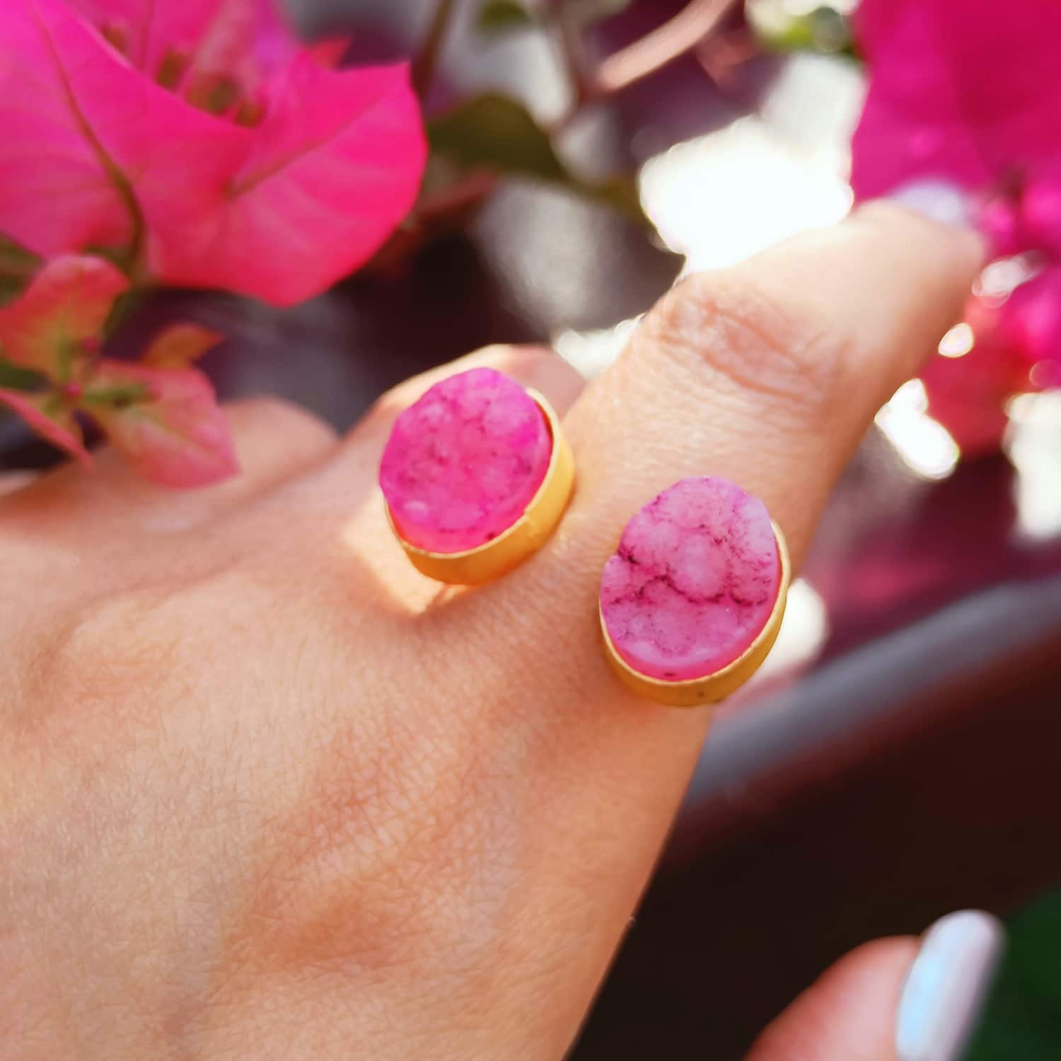 nihngvjm Floral Ring Cluster Stone Rings Flower Pink Rings Ring Adjustable  Stone for Women Dainty Stackable Red Open Rings Rings Vintage Rings (Color