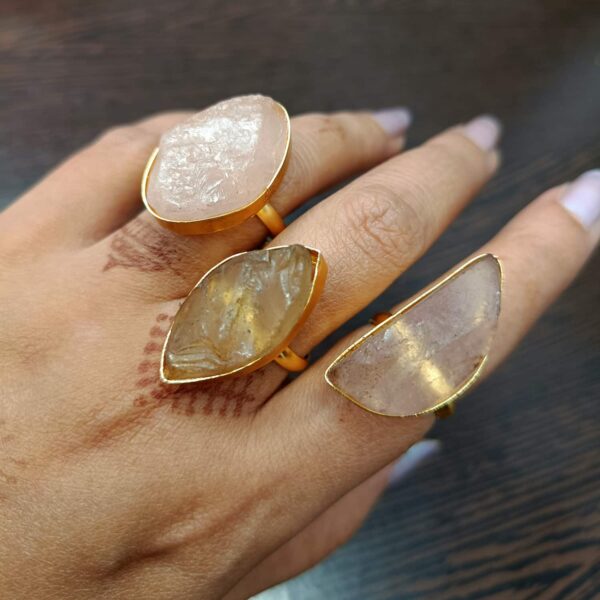 Good Vibes Quartz Gold Plated Statement Rings