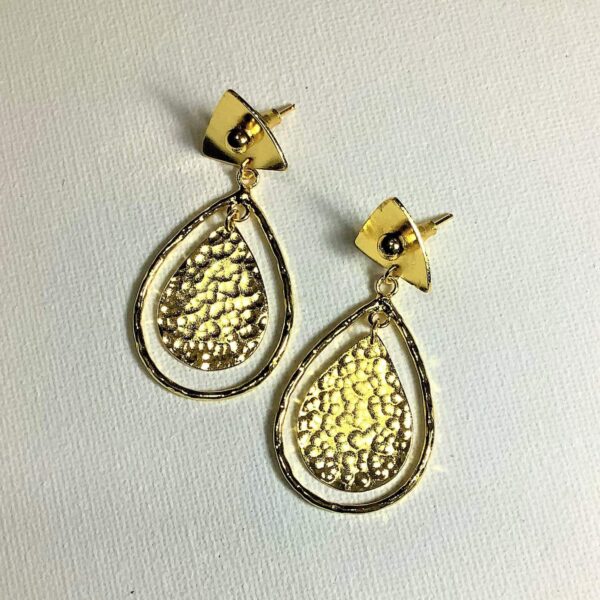 Gold Plated Flexible Textured Bubble Drop Earrings