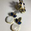 Three Petal Blue Quartz and Mother of Pearl Earrings Image 3