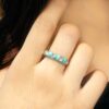 LUX ENAMEL FIVE POLKI DIAMOND BAND SILVER RING - Image 6