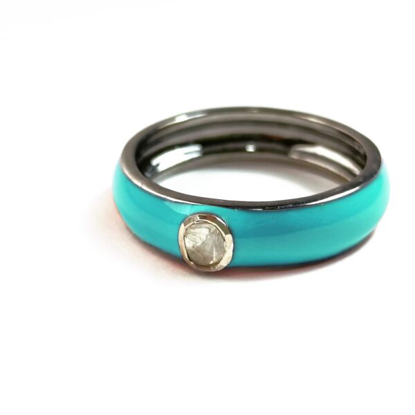 UNISEX SOLITAIRE ENAMEL BAND POLKI WITH 925 SILVER