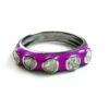 LUX ENAMEL FIVE POLKI DIAMOND BAND SILVER RING - Image 4