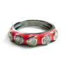 LUX ENAMEL FIVE POLKI DIAMOND BAND SILVER RING - Image 3